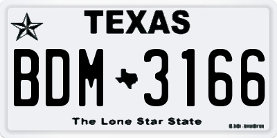 TX license plate BDM3166