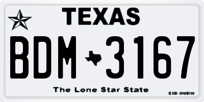 TX license plate BDM3167