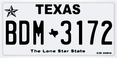 TX license plate BDM3172