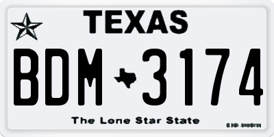 TX license plate BDM3174