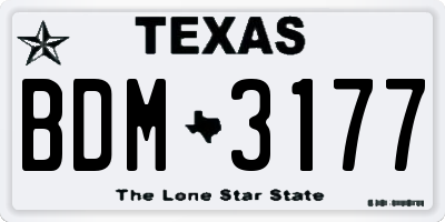 TX license plate BDM3177