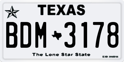 TX license plate BDM3178