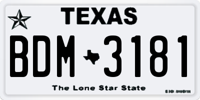 TX license plate BDM3181