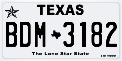 TX license plate BDM3182