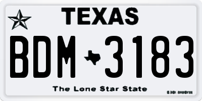 TX license plate BDM3183