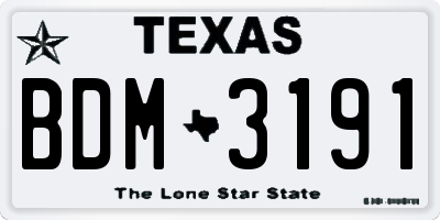 TX license plate BDM3191
