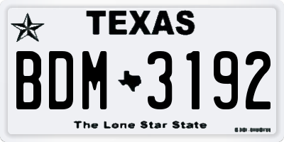 TX license plate BDM3192
