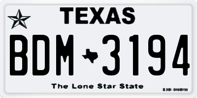TX license plate BDM3194