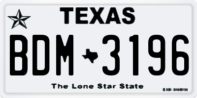 TX license plate BDM3196