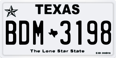 TX license plate BDM3198