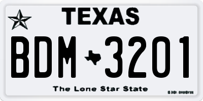 TX license plate BDM3201