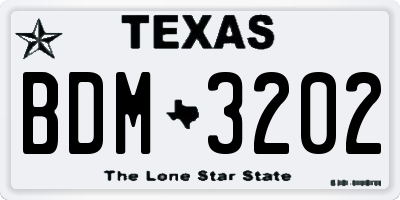 TX license plate BDM3202