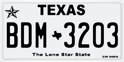 TX license plate BDM3203