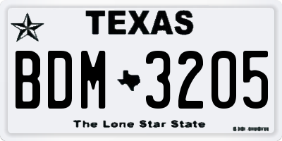 TX license plate BDM3205