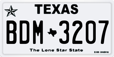 TX license plate BDM3207