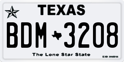 TX license plate BDM3208
