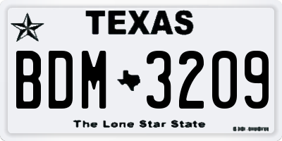 TX license plate BDM3209
