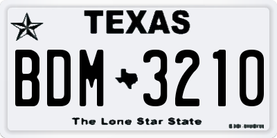 TX license plate BDM3210