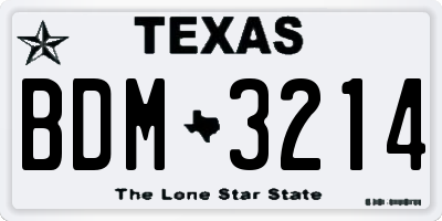 TX license plate BDM3214