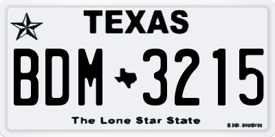 TX license plate BDM3215