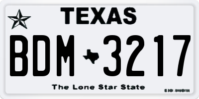 TX license plate BDM3217