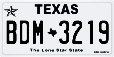 TX license plate BDM3219