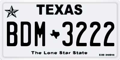 TX license plate BDM3222