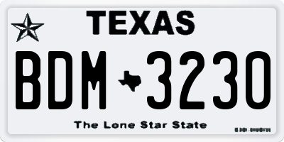 TX license plate BDM3230