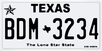 TX license plate BDM3234