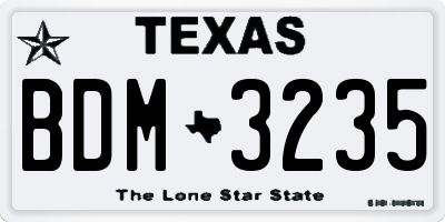 TX license plate BDM3235