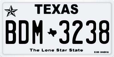 TX license plate BDM3238