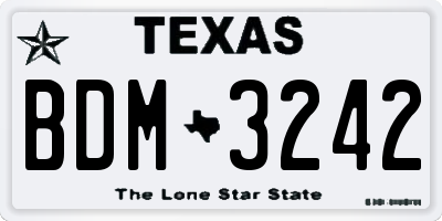 TX license plate BDM3242