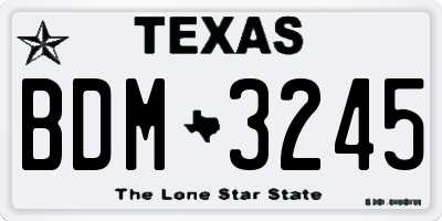 TX license plate BDM3245