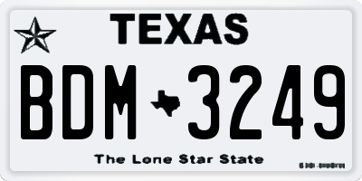 TX license plate BDM3249