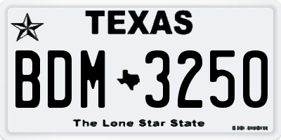 TX license plate BDM3250