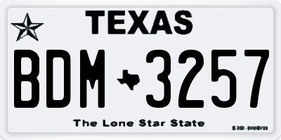 TX license plate BDM3257