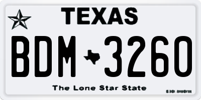 TX license plate BDM3260