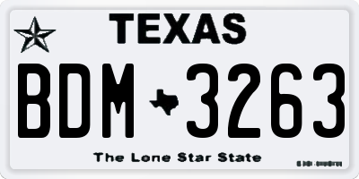 TX license plate BDM3263