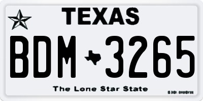 TX license plate BDM3265