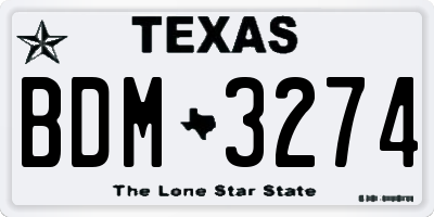 TX license plate BDM3274