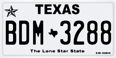 TX license plate BDM3288