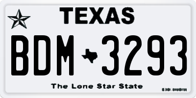 TX license plate BDM3293
