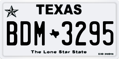 TX license plate BDM3295