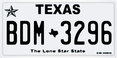 TX license plate BDM3296
