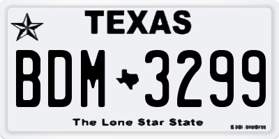 TX license plate BDM3299