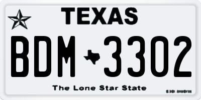 TX license plate BDM3302