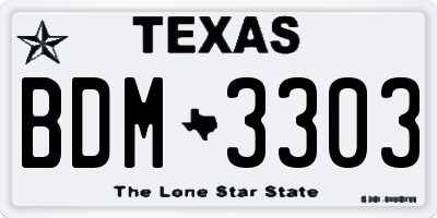 TX license plate BDM3303