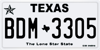 TX license plate BDM3305