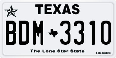 TX license plate BDM3310