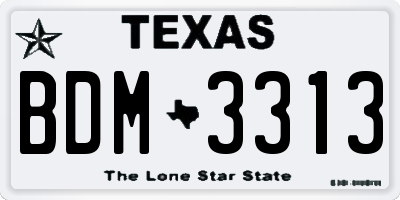 TX license plate BDM3313